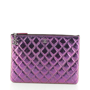 Chanel O Case Clutch Crumpled Quilted Calfskin Medium