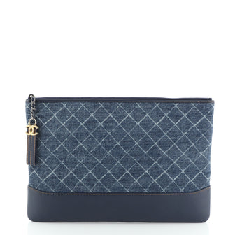 Chanel Gabrielle O Case Clutch Printed Denim Large