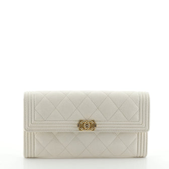 Chanel Boy Flap Wallet Quilted Caviar Long