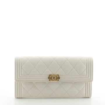 Chanel Boy Flap Wallet Quilted Caviar Long