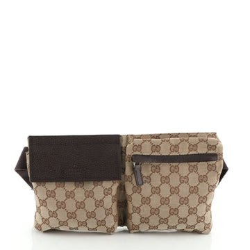Gucci Vintage Double Belt Bag GG Canvas