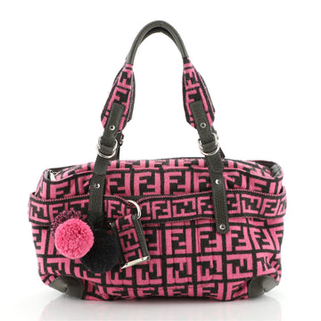 Fendi Vintage Pom Pom Bag Zucca Woven Fabric Small