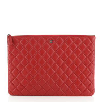 Chanel O Case Clutch Quilted Lambskin Large