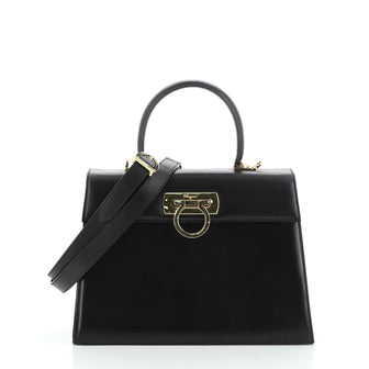 Salvatore Ferragamo Gancini Convertible Top Handle Bag Leather Medium
