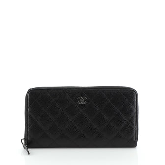 Chanel Zip Around Wallet Quilted Caviar Long