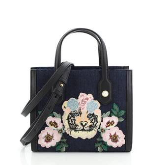 Gucci GG Pearly Tote Embroidered Denim Small