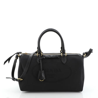 Prada Logo Convertible Boston Bag Canvas Medium