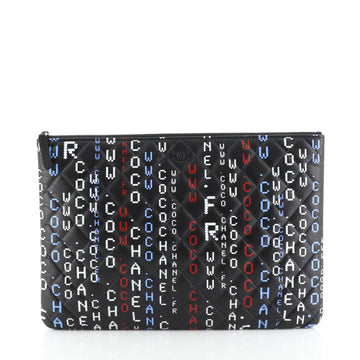 Chanel Data Center O Case Clutch Quilted Printed Lambskin Large