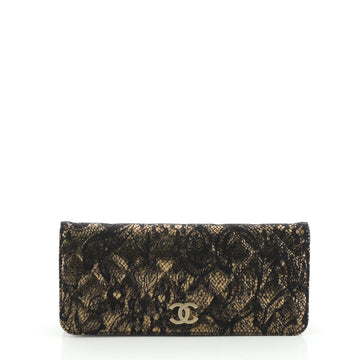 Chanel CC Full Flap Clutch Quilted Lace Motif Goatskin Medium