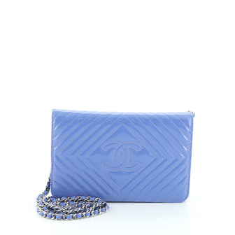 Chanel Diamond CC Wallet on Chain Chevron Patent