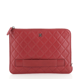 Chanel Slide Zip Pouch Quilted Lambskin Small