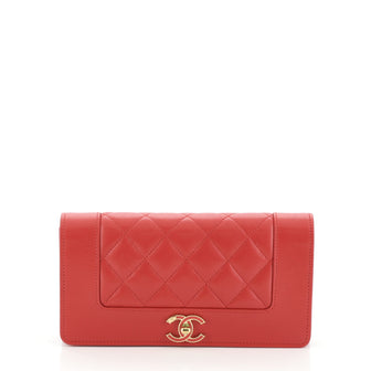 Chanel Vintage Mademoiselle Flap Wallet Quilted Sheepskin Long