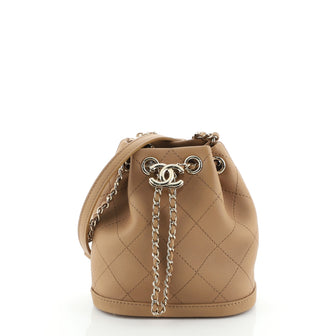 Chanel CC Drawstring Bucket Bag Quilted Calfskin Mini