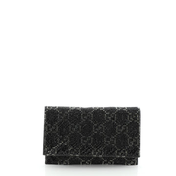 Gucci Flap Clutch Crystal Embellished Satin