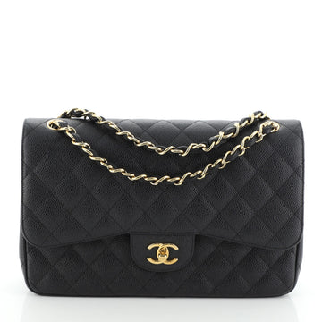 Chanel Classic Double Flap Bag Quilted Caviar Jumbo