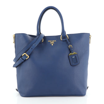 Prada Side Zip Convertible Shopper Tote Vitello Daino Large