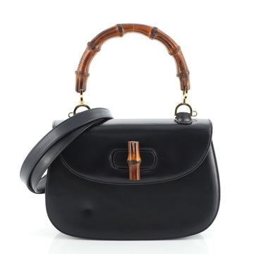 Gucci Vintage Bamboo Convertible Top Handle Bag Leather Medium