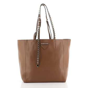 Prada Concept Open Tote Leather with Studded Detail Medium