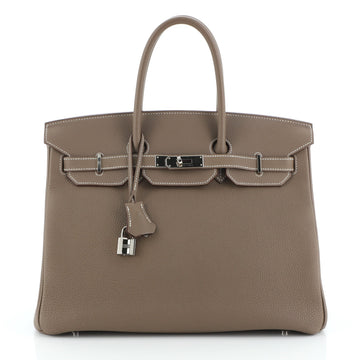 Hermes Birkin Handbag Grey Togo with Palladium Hardware 35