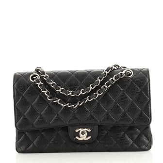 Chanel Vintage Classic Double Flap Bag Quilted Caviar Medium