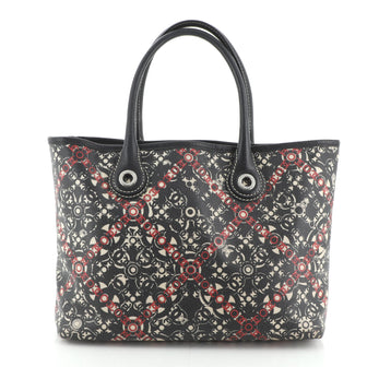 Chanel Optic Coco Tote Printed Coated Canvas with Caviar Small