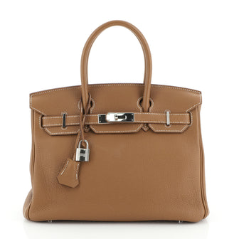 Hermes Birkin Handbag Brown Togo with Palladium Hardware 30
