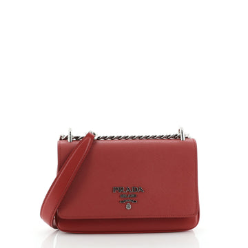 Prada Chain Flap Crossbody Bag Saffiano and Soft Calf Small