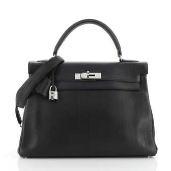 Hermes Kelly Handbag Black Togo with Palladium Hardware 32