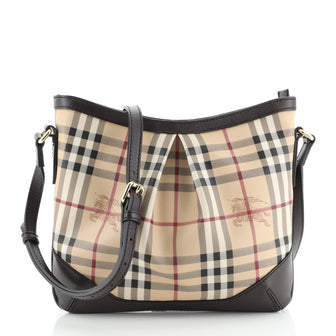 Burberry Hartham Crossbody Bag Haymarket Coated Canvas Medium
