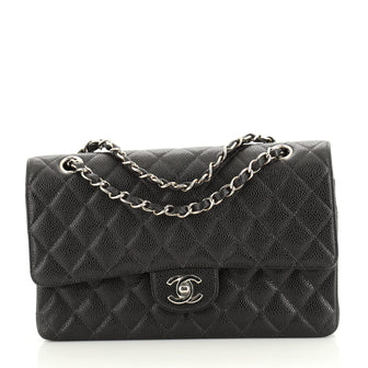 Chanel Vintage Classic Double Flap Bag Quilted Caviar Medium