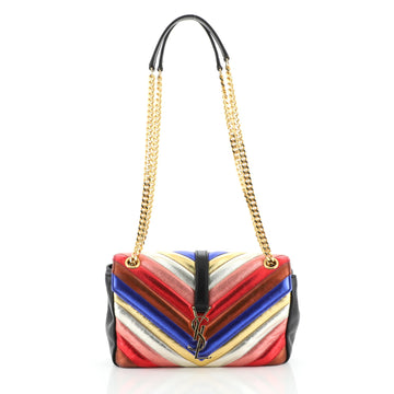 Saint Laurent Classic Monogram Slouchy Envelope Satchel Multicolor Matelasse Chevron Leather Medium