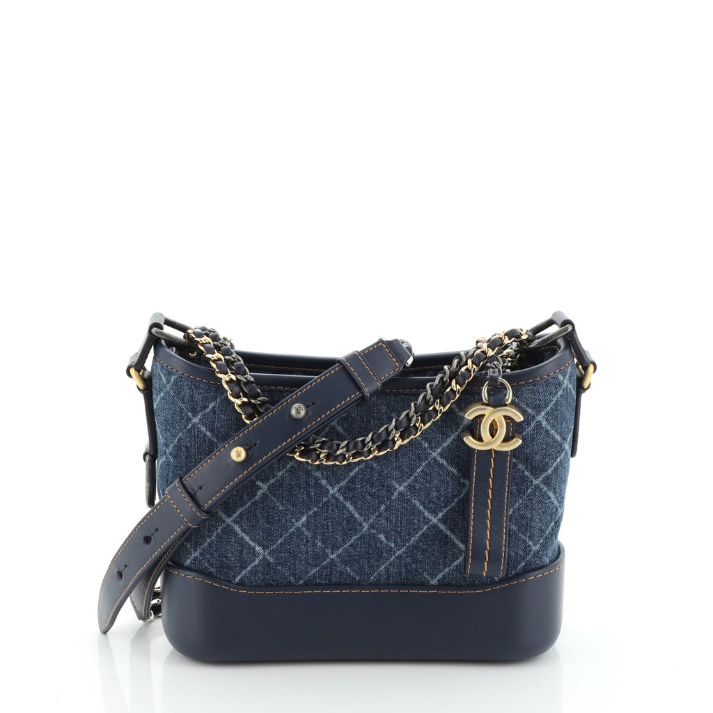 Chanel Gabrielle Hobo Printed Denim and Leather Small Blue 55906219