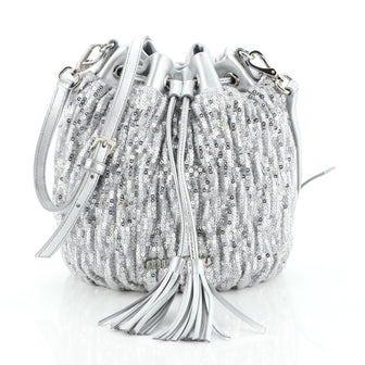 Miu Miu Drawstring Bucket Bag Matelasse Sequins Small