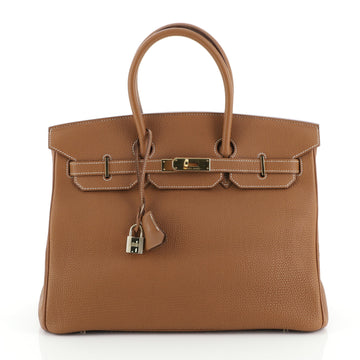 Hermes Birkin Handbag Brown Togo with Gold Hardware 35