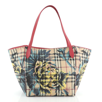 Burberry Canter Tote Printed Haymarket Coated Canvas and Leather Small