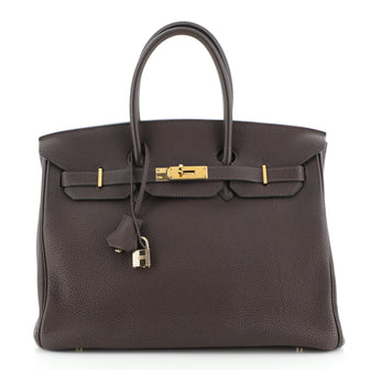 Hermes Birkin Handbag Brown Togo with Gold Hardware 35