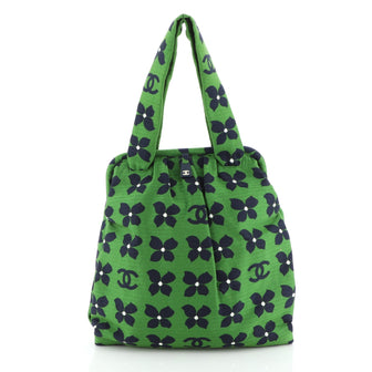 Chanel Vintage Frame Shoulder Bag Printed Canvas Large