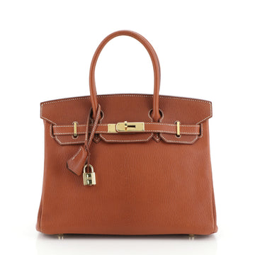 Hermes Birkin Handbag Brown Chevre de Coromandel with Gold Hardware 30