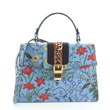 Gucci Sylvie Top Handle Bag Flora Leather Medium