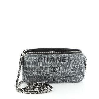 Chanel Deauville Double Zip Clutch with Chain Raffia