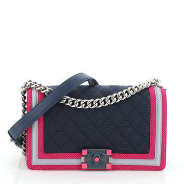 Chanel Fluo Boy Flap Bag Quilted Canvas Old Medium