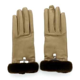 Hermes Soya Gloves Quilted Lambskin with Fur