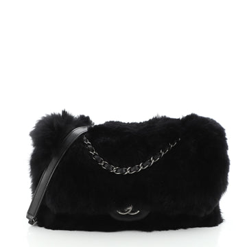 Chanel Chain Zip CC Flap Bag Fur and Quilted Lambskin Medium