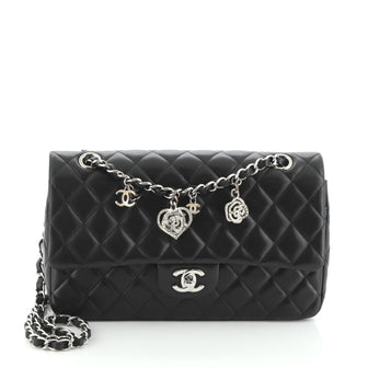 Chanel Valentine Crystal Hearts Flap Bag Quilted Lambskin Medium
