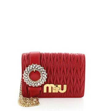 Miu Miu My Logo Chain Clutch Matelasse Leather