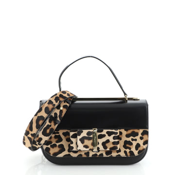 Salvatore Ferragamo Anna Vara Top Handle Bag Leather and Printed Calf Hair Medium