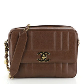 Chanel Vintage Front Pocket Camera Bag Vertical Quilt Caviar Large