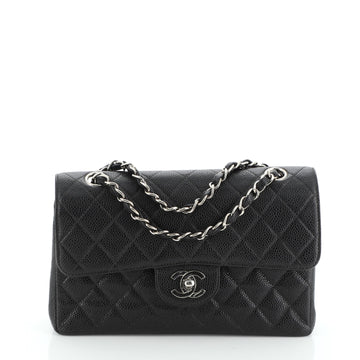 Chanel Vintage Classic Double Flap Bag Quilted Caviar Small