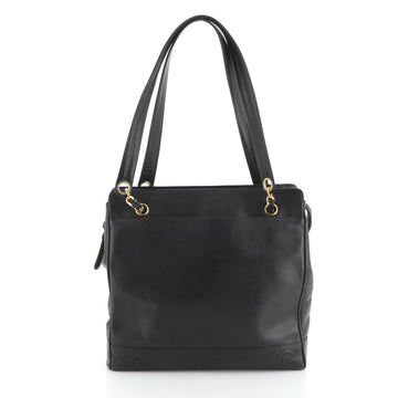 Chanel Vintage Stitched CC Shoulder Bag Caviar XL