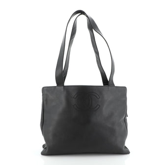 Chanel Vintage CC Logo Tote Leather Large